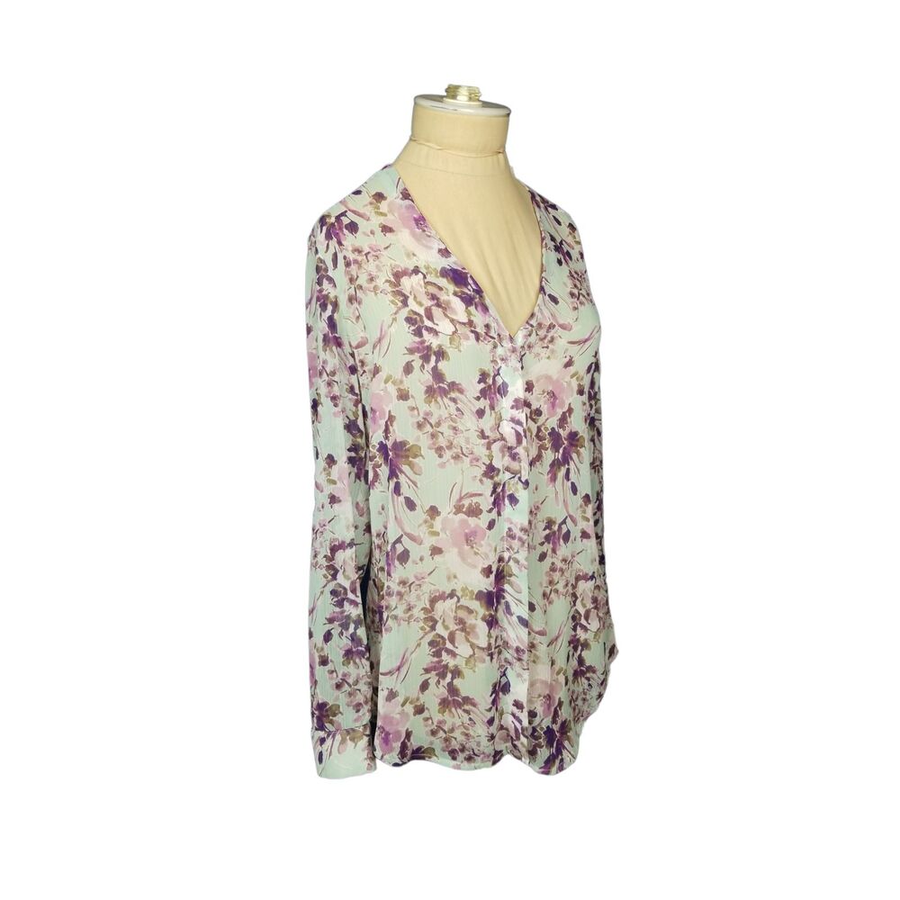 Kut From the Cloth Light green Floral Long Sleeve Button Up Size Small